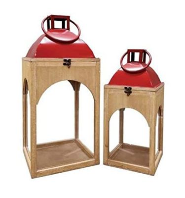 Ad Trend Lanterne P/Candele 2pz Rosso h.45/59, Come Foto, Unica