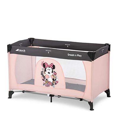 hauck Lit Parapluie Dream N Play 120 x 60 cm - Pour Bébés et Enfants de la Naissance à 15 kg, Léger, Pliage Compact, Sac de Transport et Fond Pliable Inclus, Rose Minnie Sweetheart