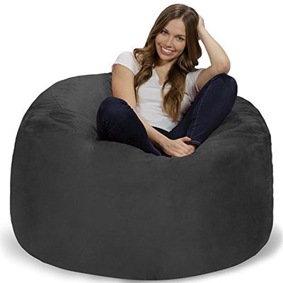Chill Sack Bonenzakstoel: enorme 4' traagschuim meubels Bean Bag - grote bank met zachte microvezel - houtskool