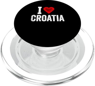 Diseño divertido retro I Love Croacia con un corazón rojo PopSockets PopGrip para MagSafe