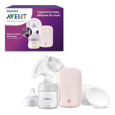 Philips Avent enkel elektrisk bröstpump, sjukhusstyrka, snabbt mjölkflöde som känns naturligt, lätt att rengöra och montera, modell SCF395/11