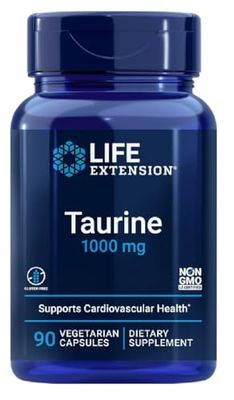 Life Extension Taurine 1000mg, 90 Gélules Végétariennes - Soutien Cardiovasculaire et Bien-Être