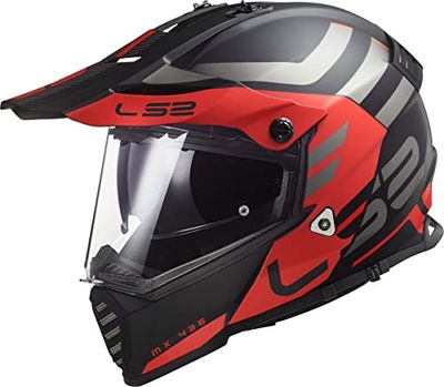 LS2, Pioneer Adventurer Cross Helmet Motorbike Mat Black Red XS