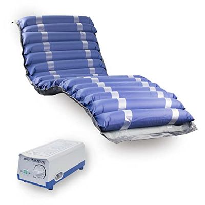 Mobiclinic®, Mobi 2, Matelas Anti-escarres avec Moteur à compresseur, pour escarres Grade i et II, Air alterné, Marque européenne, Nylon PVC médical ignifugé, 20 alvéoles, Couleur Bleu