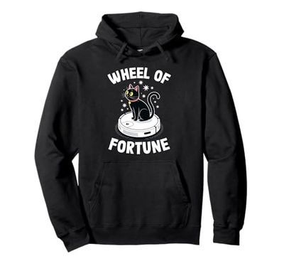Wheel Of Fortune Cat On Robot Vacuum Cleaner Cat Pullover Hoodie