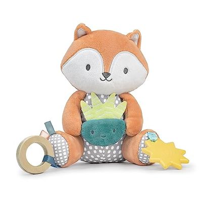Ingenuity Calm Springs Plush Activity Pal - Jouet de dentition petit soleil, sans BPA, textures multiples, Kitt le Renard