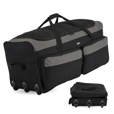 Travelers Club - Borsa-contenitore salvaspazio a 3 ruote, 91,4 cm, colore: nero/grigio