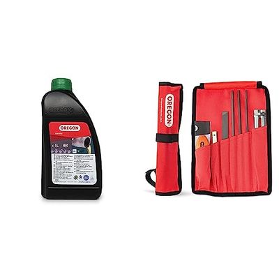 Oregon Kit Di Affilatura Universale Per Motosega, Include Lime Tonde Da 5/32 Pollici, Rosso Nero, 5.08 x 27.43 x 5.08 cm; 380 grammi & Olio Biologico per la Catena della Motosega