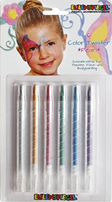Eulenspiegel 626528 - Lápices de maquillaje Color Twister Pearl, 6 colores para pintura facial y corporal