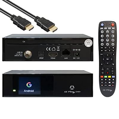 AB IPBox ONE 4K UHD Android 8.0 SAT IP Receiver - DVB2x Tuner, HDR10, Dual Band Wi-Fi, LAN, Bluetooth 4.0, CA Card Reader, HDMI, USB3.0, 1.7 Inch Display