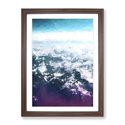 The Clouds Above The Mountains In Abstract Modern Framed Wall Art Print, Ready to Hang Picture for Living Room Bedroom Home Office Décor, Walnut A2 (64 x 46 cm)