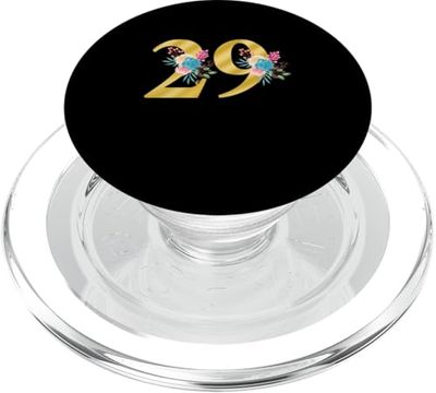 Lindo monograma inicial números de colores flores 29 PopSockets PopGrip para MagSafe