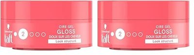 Schwarzkopf - Taft - Cire Wax Gloss - Cire Cheveux Homme - Brillance - Fixation 2 - Tenue Jusqu'à 24h - Coiffant Cheveux - Pot de 75 ml (Lot de 2)