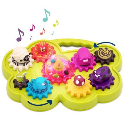 B. – Musical Shape Sorter – Farm Animal Shapes – Educational Toys for Toddlers – Music, Lights, Colors – 18 Months + – Mooosical Gears
