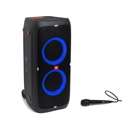 JBL Partybox 310MC, Speaker Portatile per Feste, con Effetti di Luci, Microfono Cablato JBL, Design IPX4 Resistente agli Schizzi, 18 Ore di Riproduzione, Nero