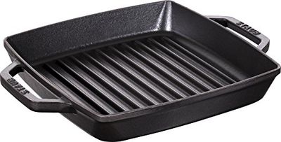 STAUB Gril en Fonte avec Double Poignée, Carré, 23 x 23 cm, Noir Mat