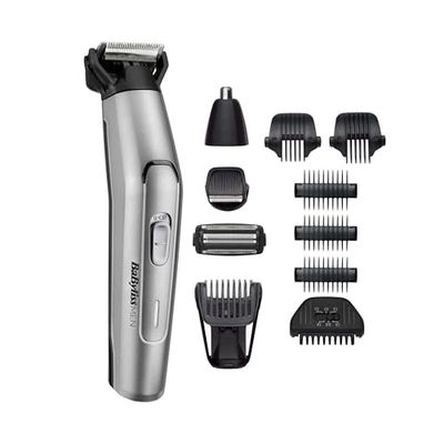BaBylissMEN MT861E Recortadora para cuerpo, barba, nariz y orejas de uso sin cable, todo en uno, 10 en 1, cuchillas de acero inoxidable, 70 min de autonomía