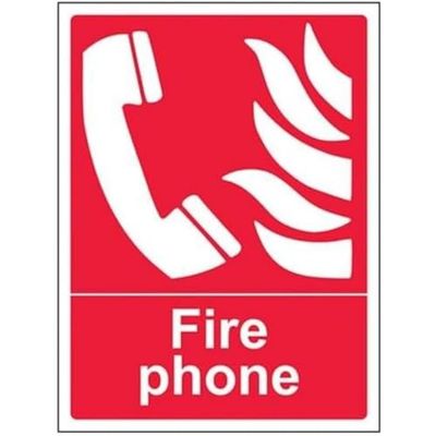 Señal de teléfono VSafety Fire – Retrato – 150 mm x 200 mm – Vinilo autoadhesivo