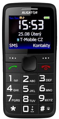 ALIGATOR Senioren grote toetsen mobiele telefoon AZA675BK met 2,2 inch kleurendisplay, SOS-knop en lokalisatie, kleur zwart