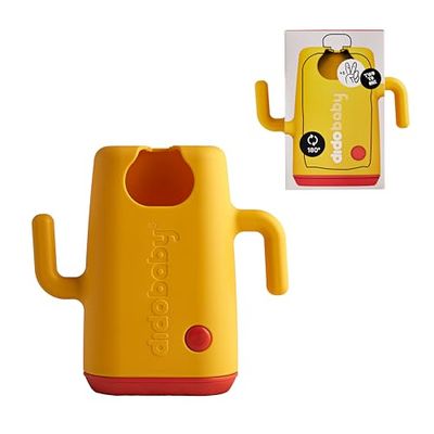 DIDOBABY Didopoucher – Soporte para Bolsas de Comida Bebés – Evita que el Bebé Presione y Derrame la Comida – 2 en 1, también para Bricks – Fomenta la Auto Alimentación - Asas Ergonómicas - Amarillo