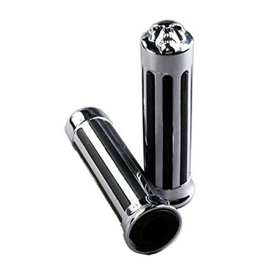 TSWNE 1 ''Schedel Chrome Rubber Hand Grip Motorfiets Handvat Bar voor Harley
