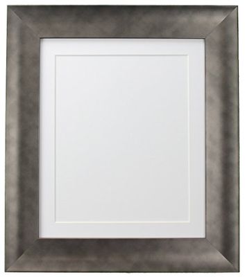 FRAMES BY POST Hygge Picture Photo Frame, Pewter with White Mount, 14 x 11 Image Size 12 x 8 Inches