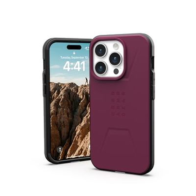 URBAN ARMOR GEAR UAG - Funda Compatible con iPhone 15 Pro de 6.1 Pulgadas, Color Burdeos Civil, imán Integrado, Compatible con Carga MagSafe, Resistente y Resistente a Las caídas