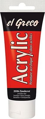 Kreul 28306 - El Greco Acrylic, tube de 75 ml en vermillon, peinture acrylique brillante, hautement pigmentée, qualité étude, peut être peinte avec du beurre, pour une peinture sans pâte