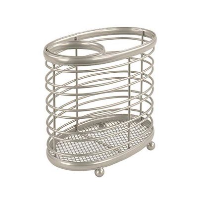 Spectrum Diversified Styling Tool Caddy para cepillos, planchas Planas, varitas rizadoras y aplicadores de Maquillaje, Acero, níquel Satinado