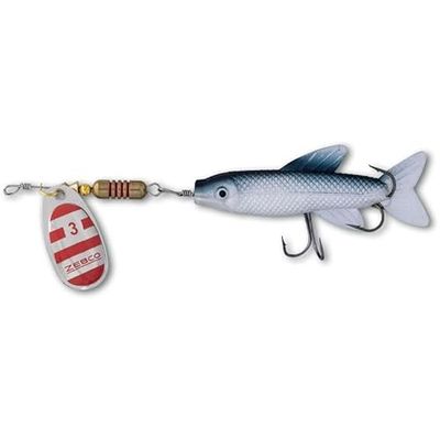 Zebco 11 g Trophy Z-Spin M nr. 3 silver/röda ränder + mjuk bait