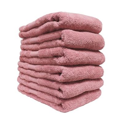 Douceur d'Intérieur - Juego de 6 sábanas de baño, 90 x 150 cm, 100% algodón, ternura Madera de Rosa