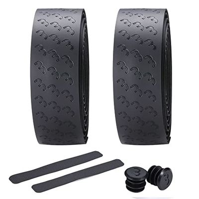BBB Cycling Fiets Stuurband Antislip en Schokdempend voor MTB Racefiets en Urban Cycling Incl. Afplakband en Stuurstop UltraRibbon Gel BHT-15G Zwart, 200 x 3 cm