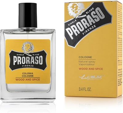 Proraso | Eau de Cologne Wood & Spice (flacon vaporisateur de 100 ml) – Parfum pour homme à la senteur boisée et épicée – Fabriqué en Italie