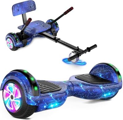 SISIGAD Hoverboard mit sitz, 6.5" Self Balancing Hover Board mit Bluetooth-Lautsprechern und LED-Lichtern für Kinder und Erwachsene (Include Sitz Hoverboard)