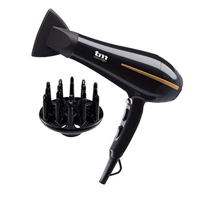 TM Electron TMHD126 - TM Electron TMHD126 secador de pelo profesional motor AC de 2.000W/ 2.400W de potencia, función iónica, 3 posiciones de calor y 2 velocidades