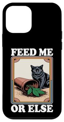Feed Me Or Else Plante pour Chat Chaton Plantes Amoureux des chats Coque pour iPhone 12 mini