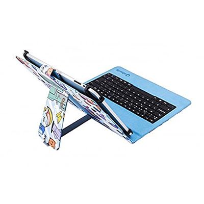 Silver HT - Capa universal com teclado Type C/micro USB Pixel Gamer para tablet de 9" a 10,4" polegadas. Compatível com iPad, Samsung, BQ, Huawei, etc.