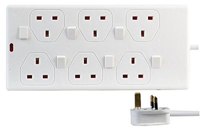 Pro Elec 6 Manier Individueel Schakelde Verlengsnoer 2m white Kleur: wit