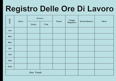 Registro Delle Ore Di Lavoro: Settimanale _ Formato Piccolo A5 Orizzontale