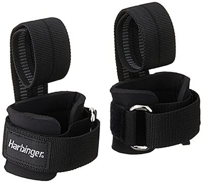 Harbinger 360531 Big Grip No-Slip Hijsbanden, nylon, met DuraGrip (paar), pro, zwart, 29,2 cm