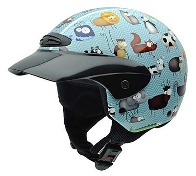 NZI 050272G711 Single Jr Graphics Animals, Casco da Moto, Illustrazioni di Animali, Taglia S