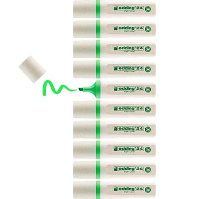 edding 24 EcoLine highlighter - lightgreen - 10 highlighters - chisel nip 2-5 mm - for quick and easy marking and highlighting of texts and notes - refillable, made of recyclable material