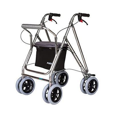 Déambulateur à roulettes, Modèle kanguro plus | cadre de marche en aluminium rollator pliable équipé freins et siège couleur : gris