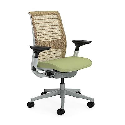 Steelcase Think, silla de oficina ergonómica con respaldo de malla, sujeción lumbar regulable en altura y brazos regulables Verde brote