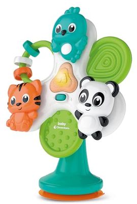 Clementoni - Juego con Ventosa para Trona, Round & Round Animals - Juego Interactivo con Animales para la Primera Infancia, Molinillo para niños de 1 año, Pilas Incluidas, 17915