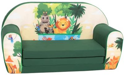 Delsit Barnsoffa att vika ut – barnsoffa med skumfyllning – soffa barn med avtagbart överdrag – barnmöbler barnsoffa flickor och pojkar – barnsoffa – 9 månader till 4 år – DT2-23061