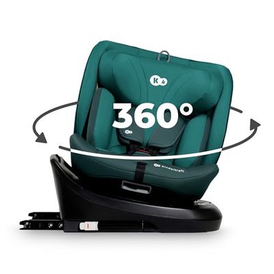 Kinderkraft I-GROW Silla de coche, I-SIZE 40-150 cm, Isofix, Silla coche bebé, para niños, Ajustable, Sillade, RWF, FWF, Universal para coche, Asiento, 360º, Grupo 0+/1/2/3, 0-36 kg, Verde