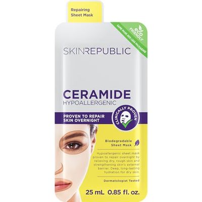 Skin Republic Ceramide Rejuvenating Sheet Face Mask | Helps Replenish Moisture | Repairs Dry Skin | Improves Skin’s External Barrier | Made in Korea (Pack of 1)