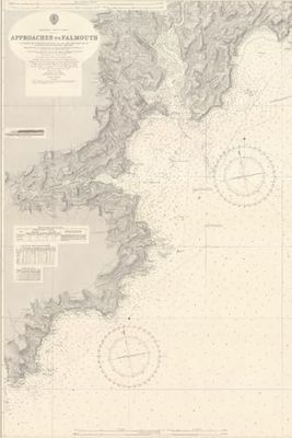 Falmouth Cornwall vintage sea chart notebook journal - coastal nautical maritime old sea charts maps | 120 lined pages