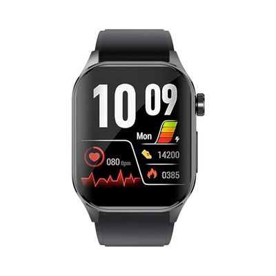 Knauermann PRO 3 (2024) zwart - gezondheidshorloge smartwatch met telefoonfunctie - ECG + HRV en SOS-functie - AMOLED-display, BT Bluetooth - slaapapneu - siliconen band zwart, 14-24, siliconen